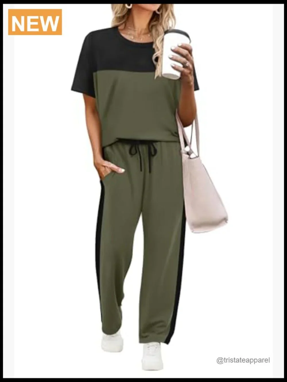 Two Piece Lounge Set - Matching Wide Leg Pants & Top